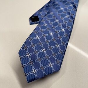 Michael Kors Tie Blue 100% Silk Geometric Neck Tie Luxury Casual‎ Preppy Adult